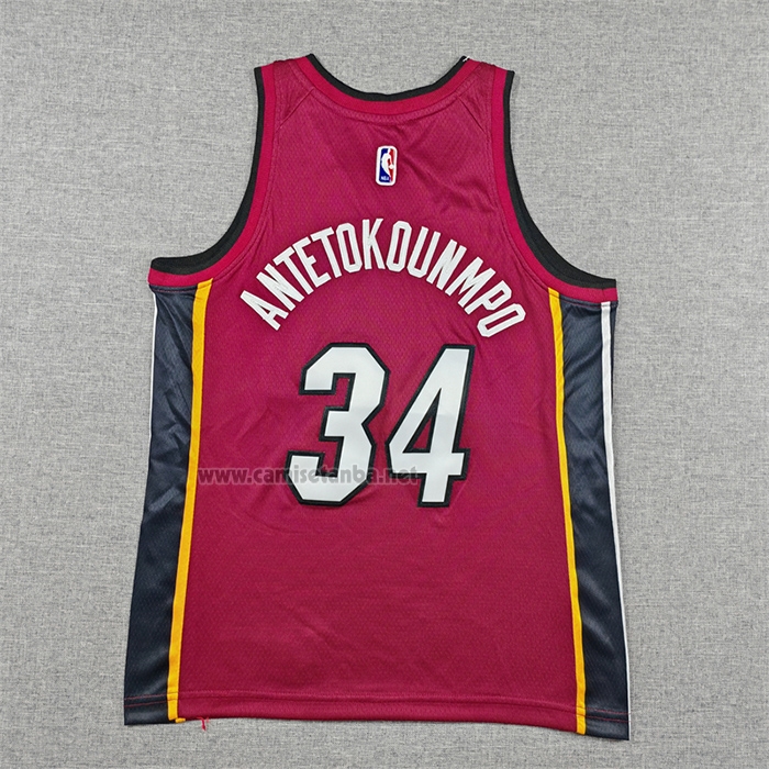 Camiseta Nino Miami Heat Giannis Antetokounmpo NO 34 Statement 2025-26 Rojo